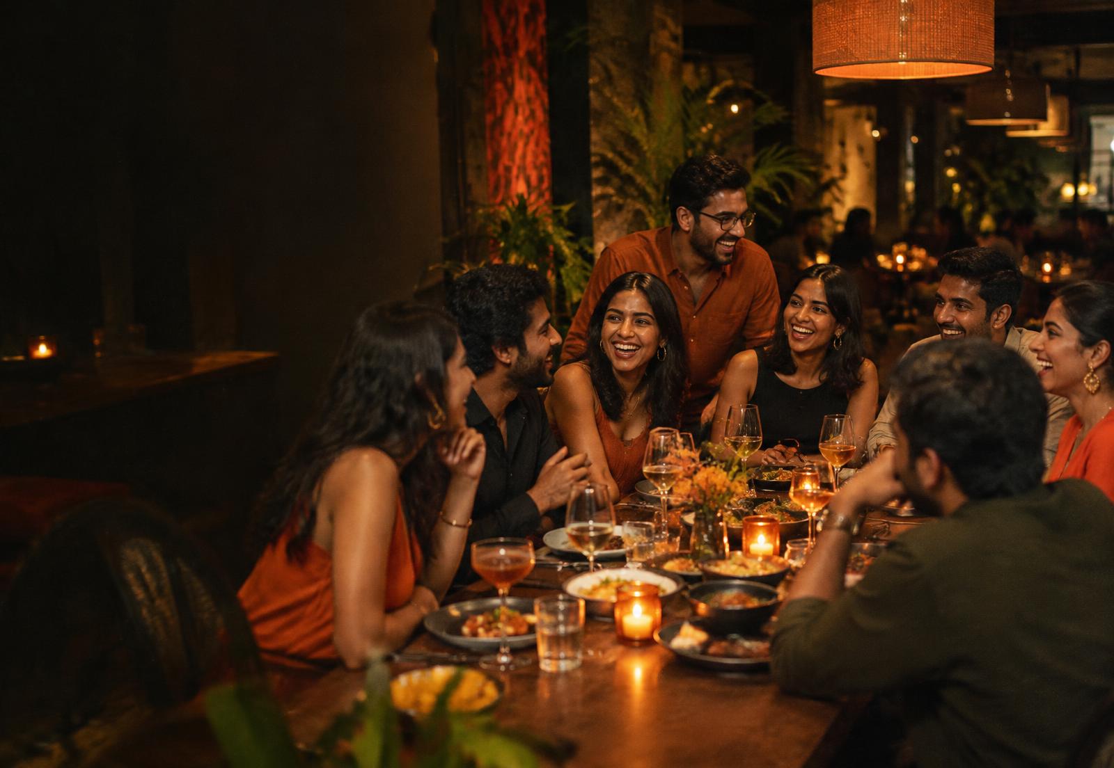 Friends connecting over dinner at a Sway gathering